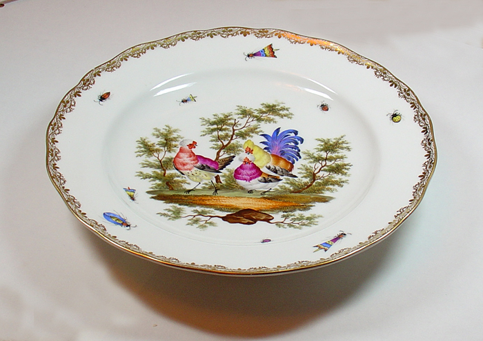 Meissen Porcelain Plate Avian themed Birds Insects Antique 9.25 